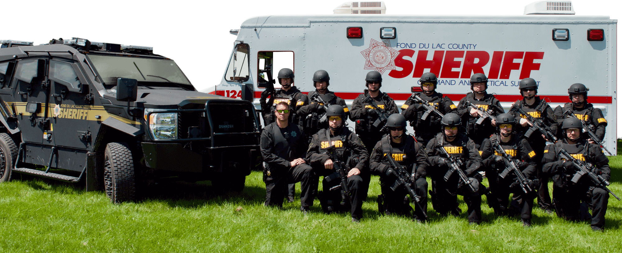 Fond Du Lac Sheriff Tactical squad with vehicles